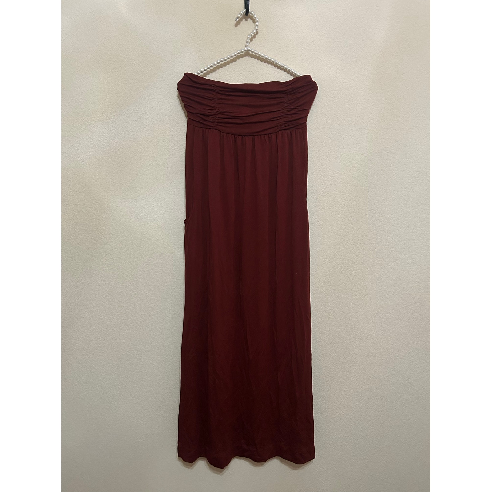 NEW Soma Camille Dress Size Small Deep Fig Red Loungewear Maxi Dress Pockets