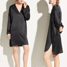 Vince NWOT Silk Black V-neck Satin Long Sleeve Mini Dress M