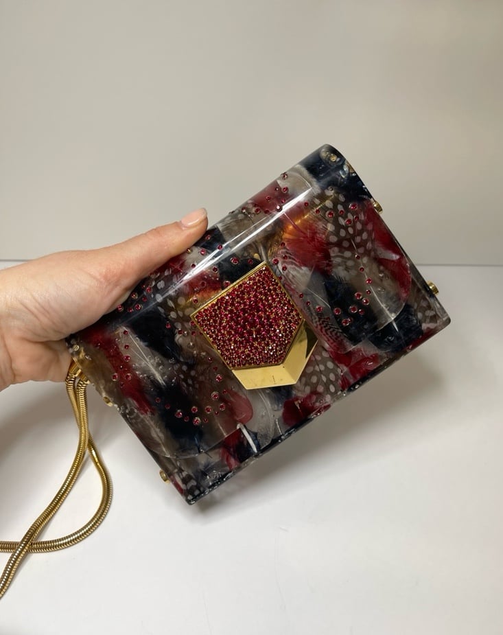 JIMMY CHOO Lockett Acrylic Embellished Clutch