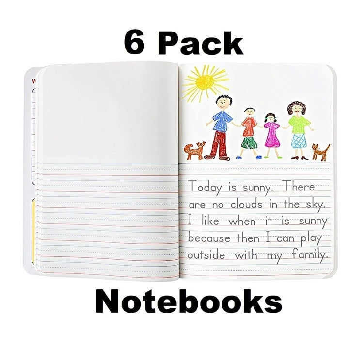 SET of 6 Journal Primary Composition Notebooks Notebook Writing School Supplies