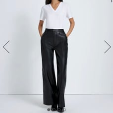 7 For All Mankond FAUX LEATHER EASY TROUSER IN BLACK