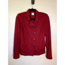 CAbi Women's Pant Suit Red Ava Trouser Ankle Pant / Outing Asymmetrical Jacket 2