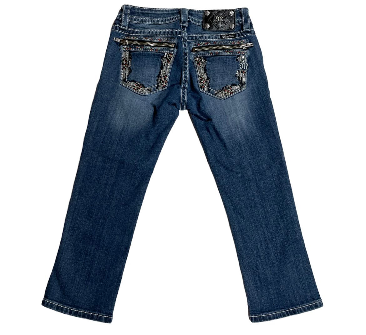 Miss Me Capri Jeans sz 26 Signature Cuffed Capri Jeans Stretch Bling