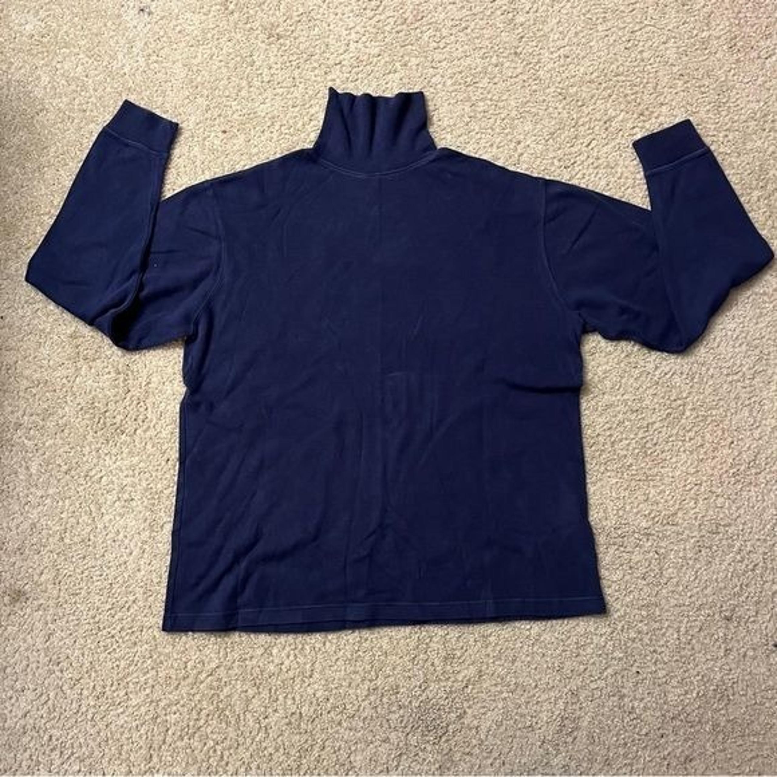 Basic Editions womens large long sleeve blue turtleneck large 100% cotton