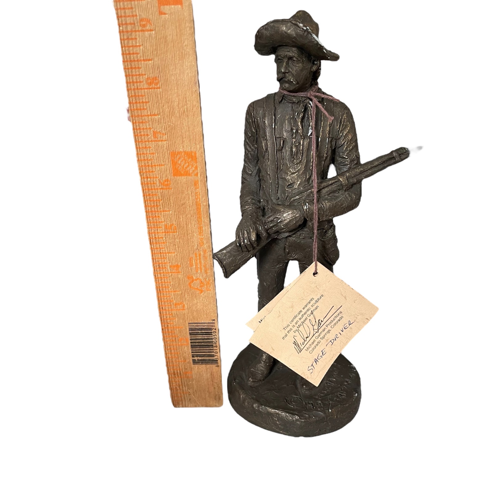 Michael Garman Stage Driver Sculpture Vintage 1987 Bronzetone Statue READ