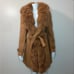 Khaki removable faux fur belted wrap pea coat
