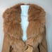 Khaki removable faux fur belted wrap pea coat