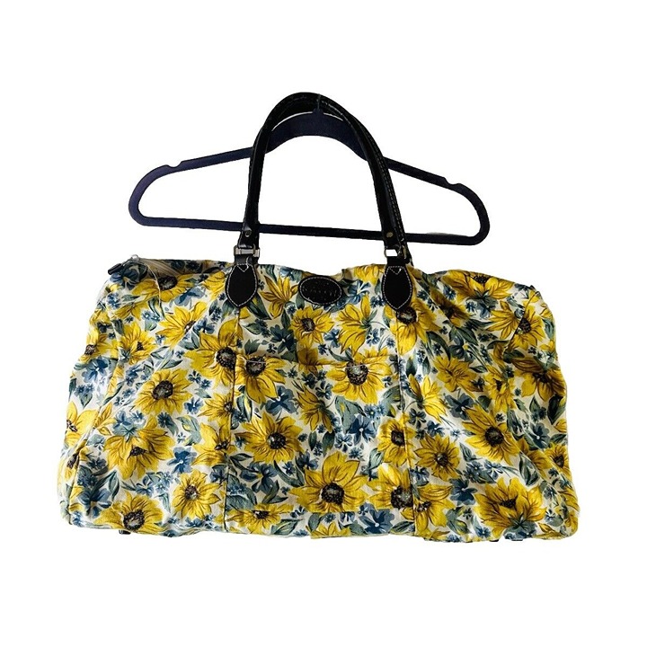 Vintage 90s Sunflower Floral Duffle Weekender Bag