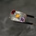 Sterling 3-Gemstones/Marcasites Ring