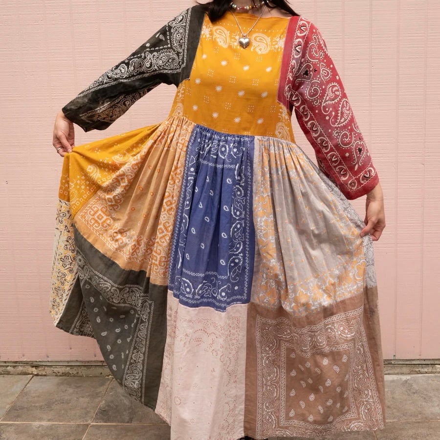Handmade upcycled bandana maxi dress
