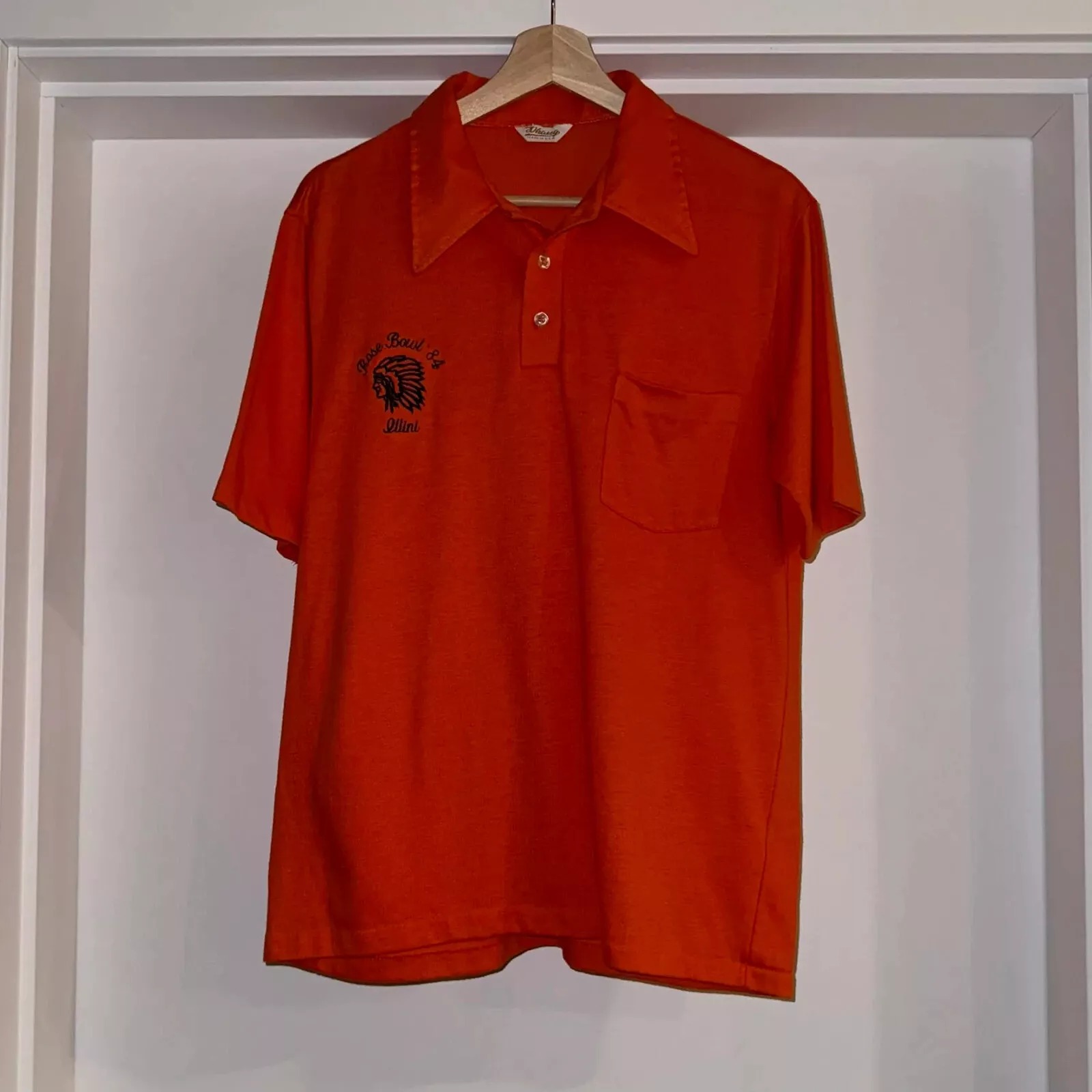 Vintage Rose Bowl '84 Illini Orange Short Sleeve Polo Shirt Medium