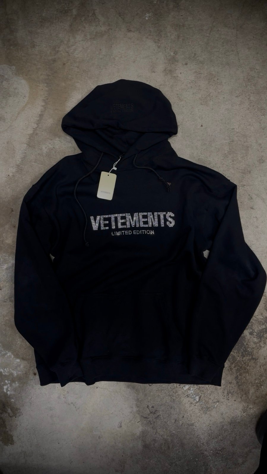 Vetements Limited Edition Rhinestone Hoodie | Unisex Large