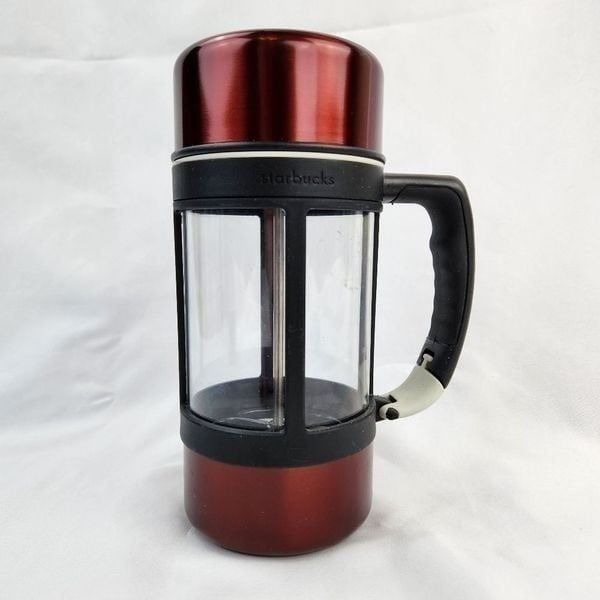 NWOT Vintage Starbucks 2004 Bodum Red Stainless Stee 24oz French Press Thermos