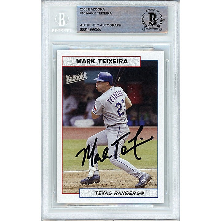 Mark Teixeira Signed 2004 Bazooka Baseball Card Beckett Texas Rangers Autograph
