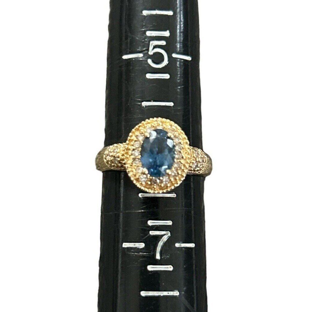 14K Yellow Gold Sapphire And Diamond Ring Size 6.25 Signed