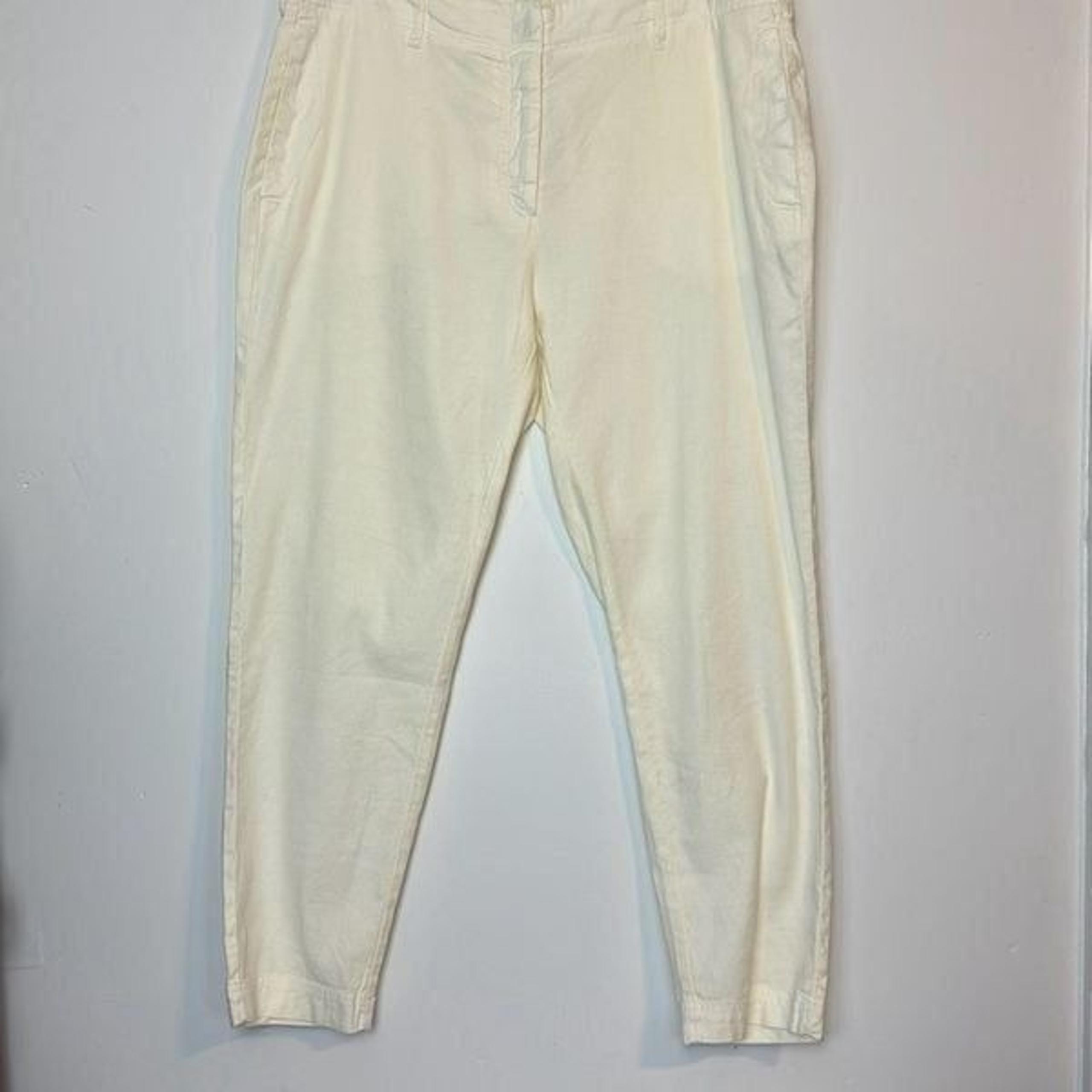 Poetry Cream Slim Cut Linen Cotton Blend Pants 14 NWT