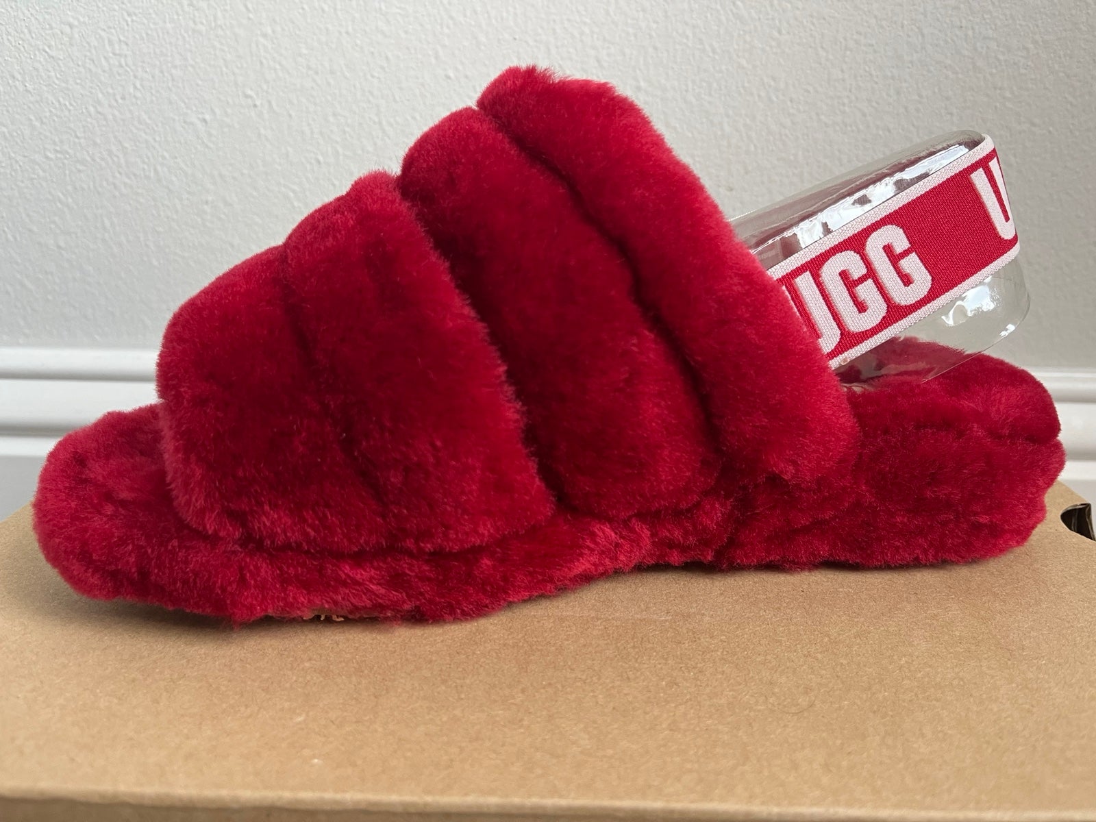 Red UGG Fluff Yeah Slides Size 7