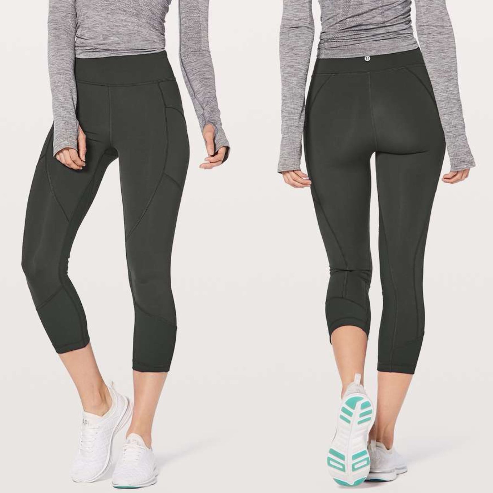 Lululemon Game Point Crop Sz 10/23 In Deep Coal