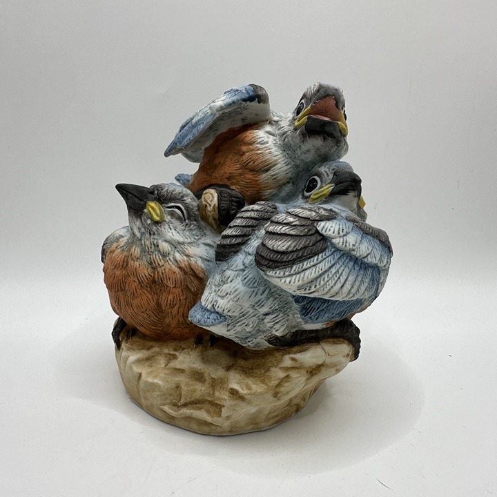 Andrea By Sadek Baby Bluebirds Porcelain Figurine #5803 Japan Cottage