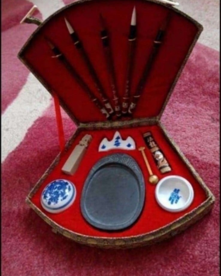 Old Antique asian calligraphy set