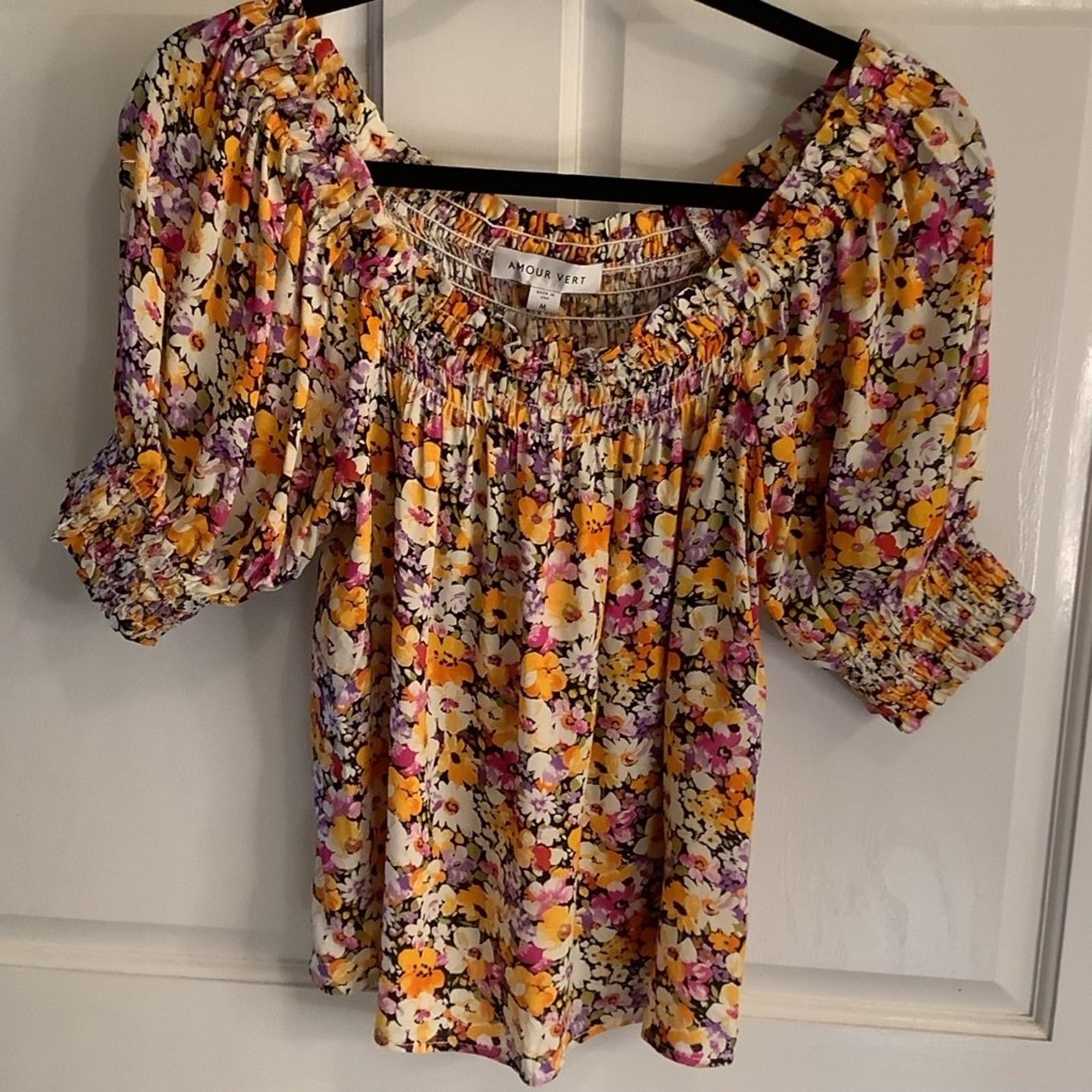 Women's Amour Vert Floral Blouse, Size M, Multi