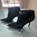 CARLOS SANTANA BLACK SUEDE Boot ZIP SLIP-ON Stiletto Heel BOOTIES 9.5 EXCEL