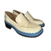Camper Platform Loafers Taylor Block Heel Leather Shoes Cream Blue Size 39