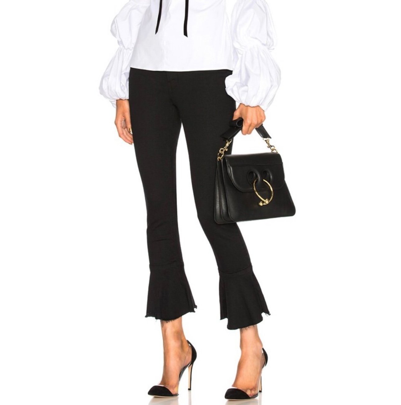 Mother The Cha Cha fray black denim jeans (26)
