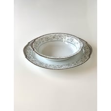 Noritake Oxford 5767 13.75” Serving Platter 13.5” Serving Bowl Set