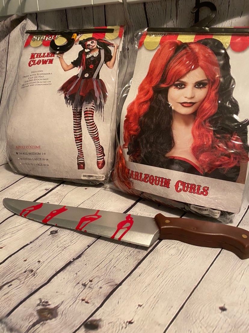 Killer Clown Costume with Wig/Sword