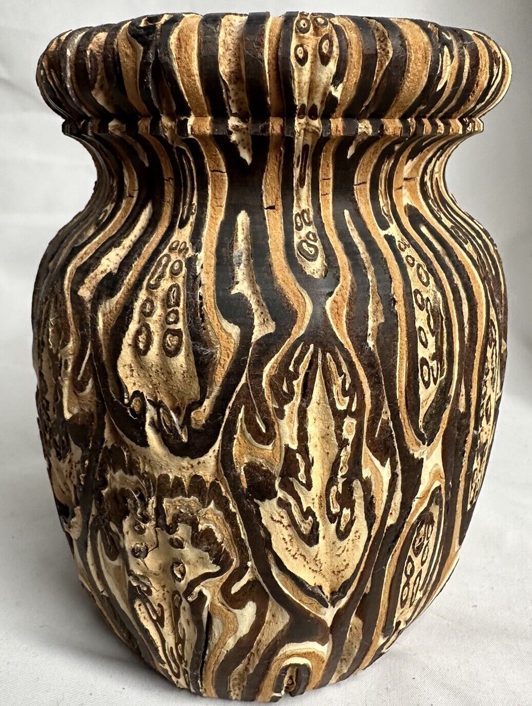 New Zealand Ponga Vase Hand Crafted Mamaku Native Folk Art