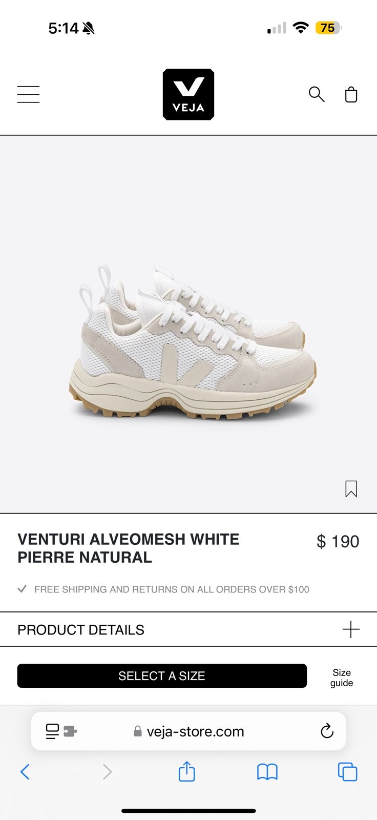 Veja Venturi Alveomesh White Pierre Natural