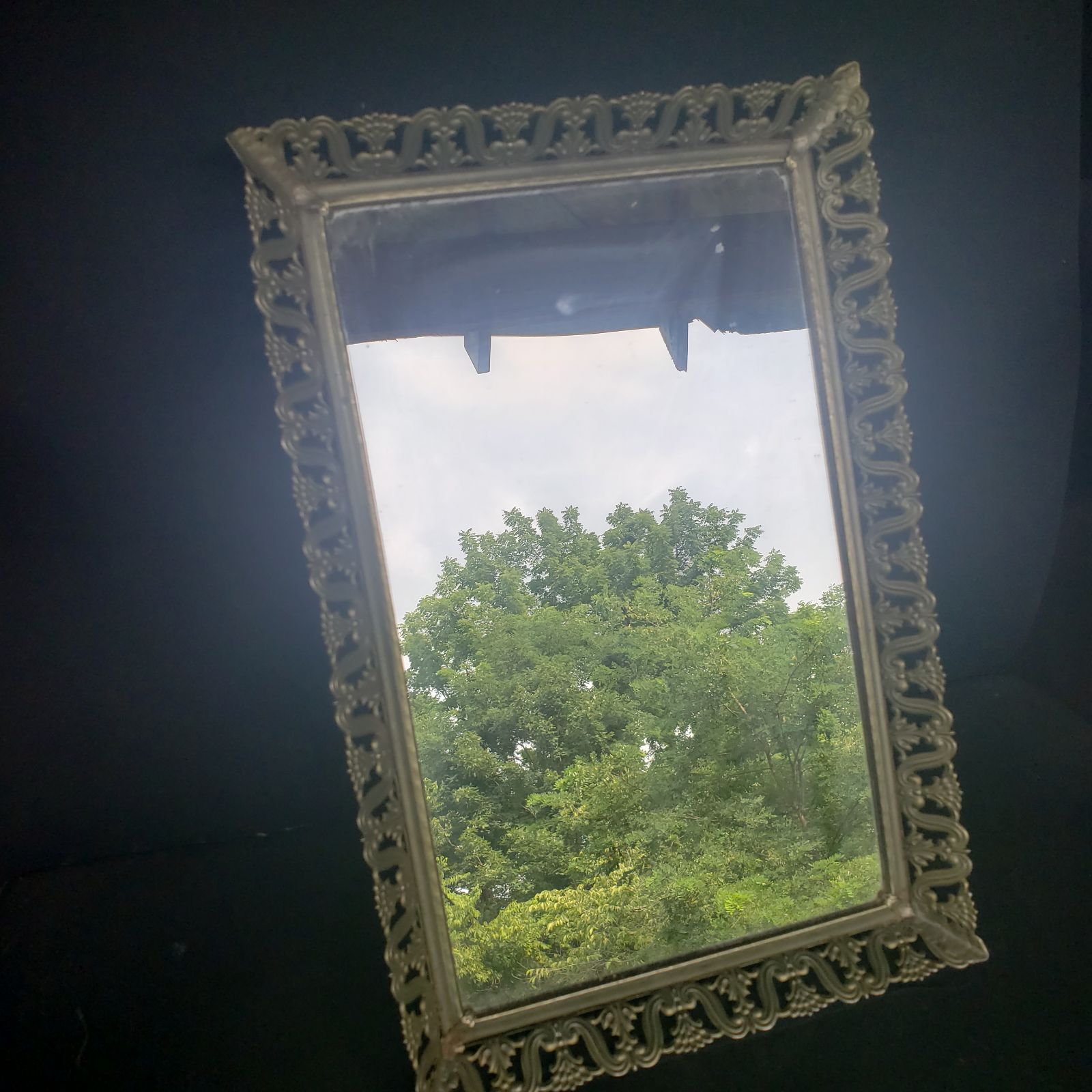 Gold Filligree Vanity Mirror Tray