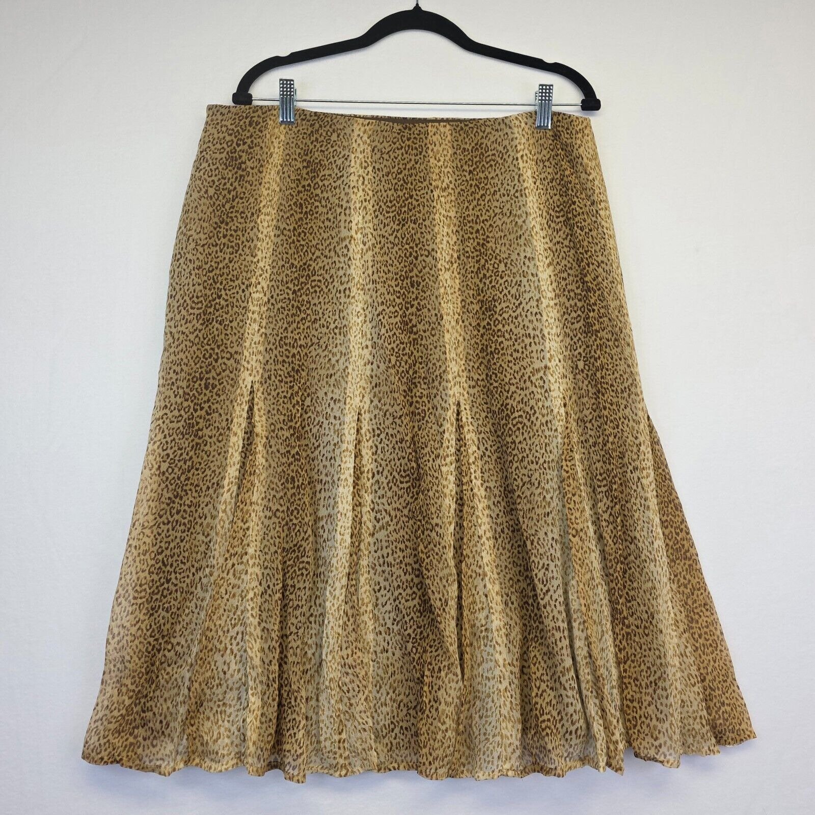 Jones New York Silk Skirt Womens L Animal Print Chiffon Y2K Flared Pleated