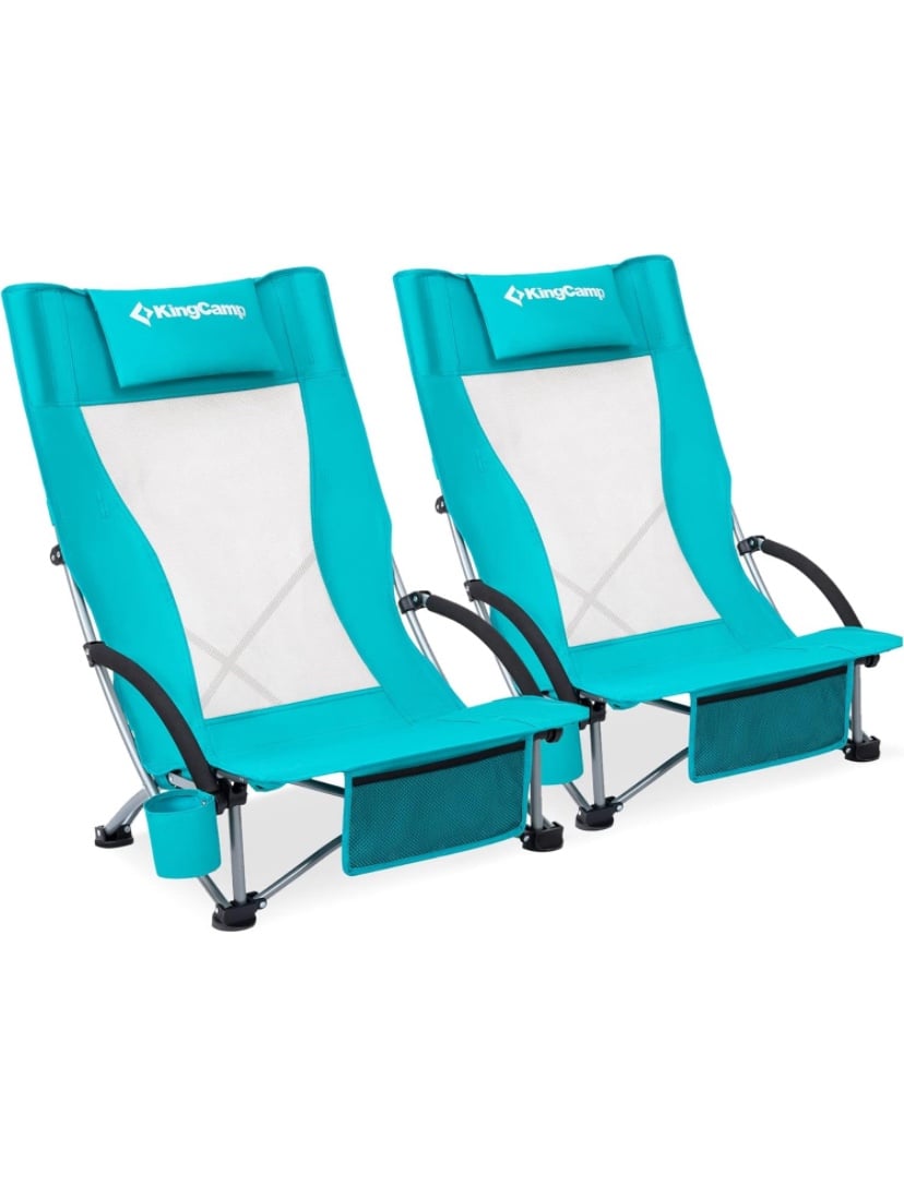 KingCamp Folding Beach Chair 2 Pack High Back Lightweight Portable Backpack Chai