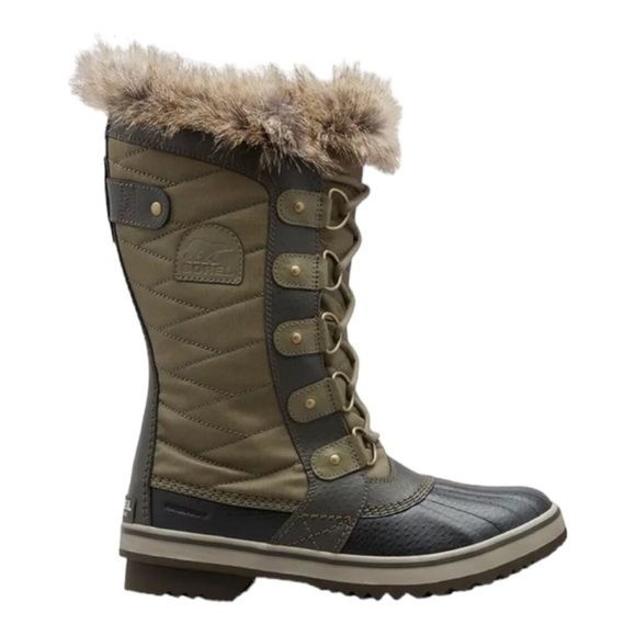 Sorel Womens Waterproof Torino ll Winter Boots Size 8.5 Mid Calf Faux Fur Green