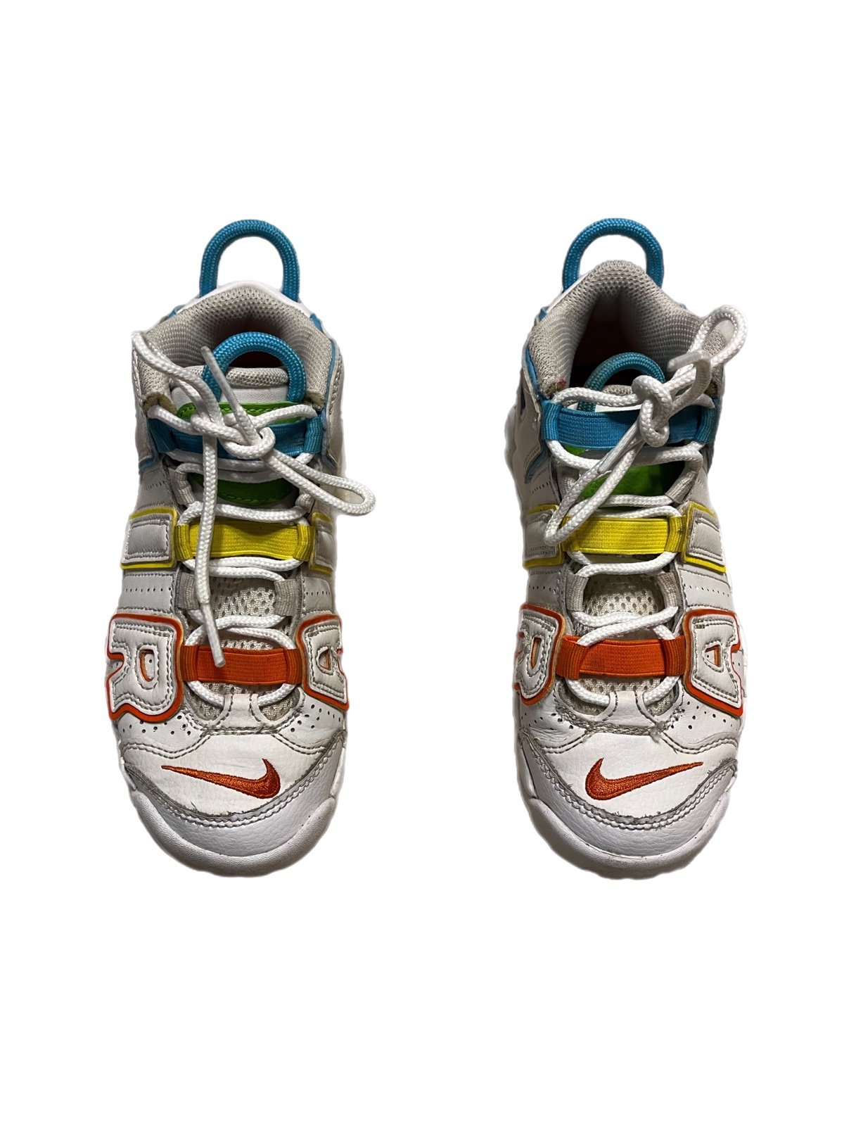 Nike Youth Air More Uptempo White Leather Multi-Color Shoes FJ4624-100 Sz 1Y
