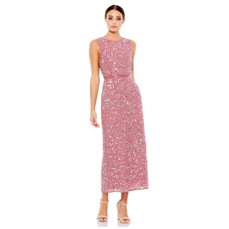 Mac Duggal 93550 Geometric Patterned Sequin Midi Dress 6