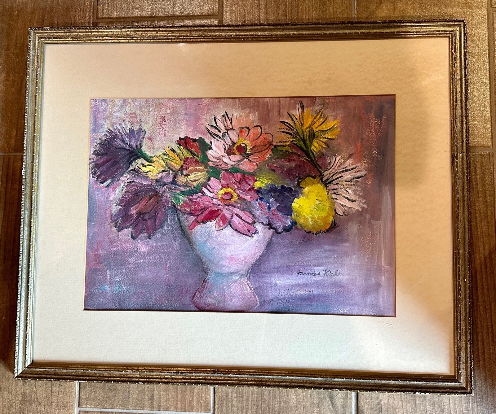 Vintage original painting signed Frances Kish - Kalarson Gallery 1976 - Framed