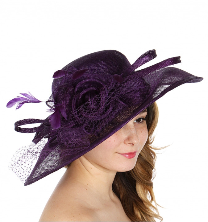 Sinamay netted feathers dress hat