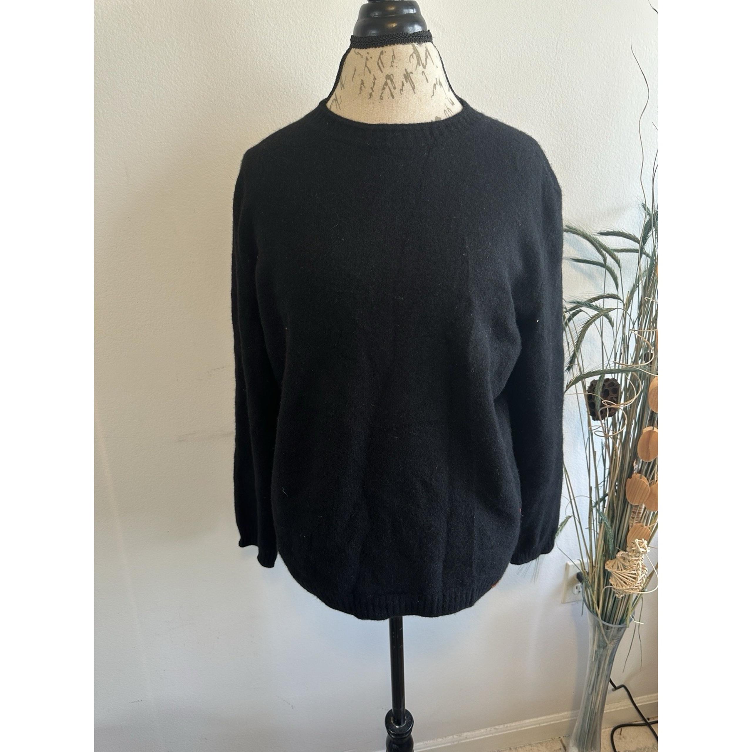 HUGO BOSS Sweater Mens Extra Large Black Virgin Wool Crew Pullover Jumper
