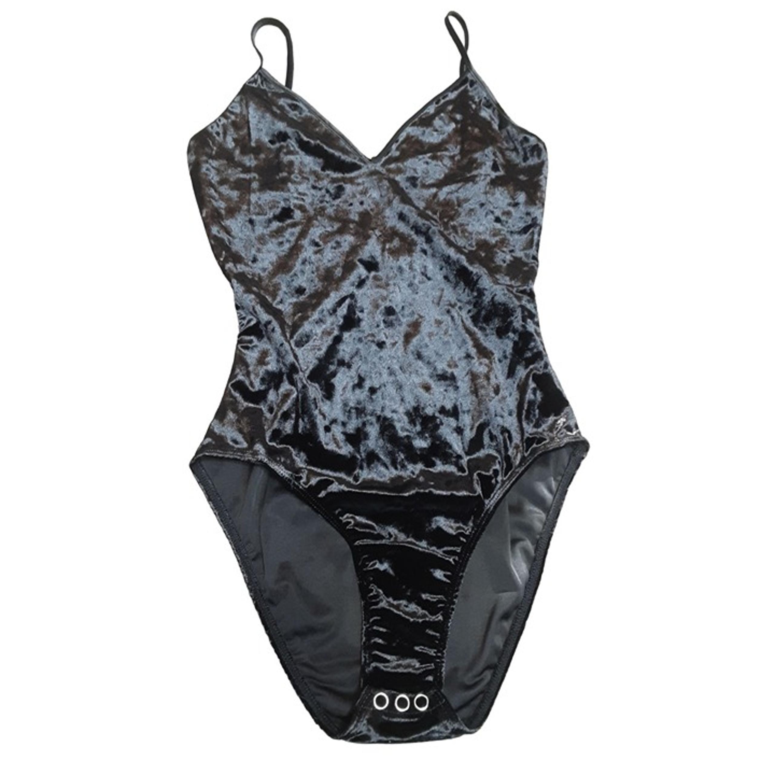 Capulet Velvet Black V Neck Adjustable Strap Bodysuit Women's Extra Small