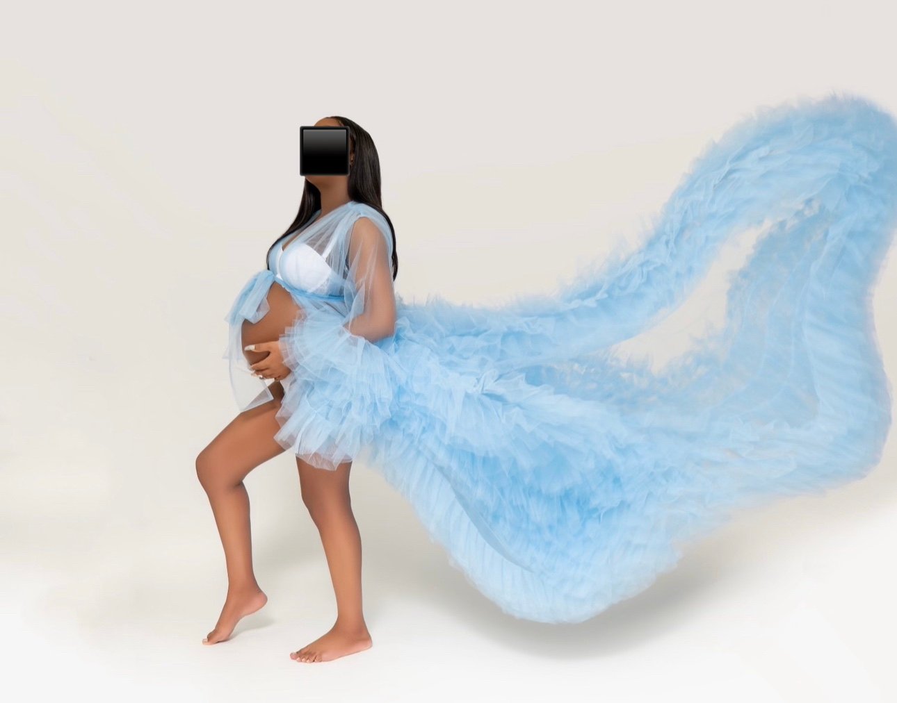 Blue Sheer Maternity Robe
