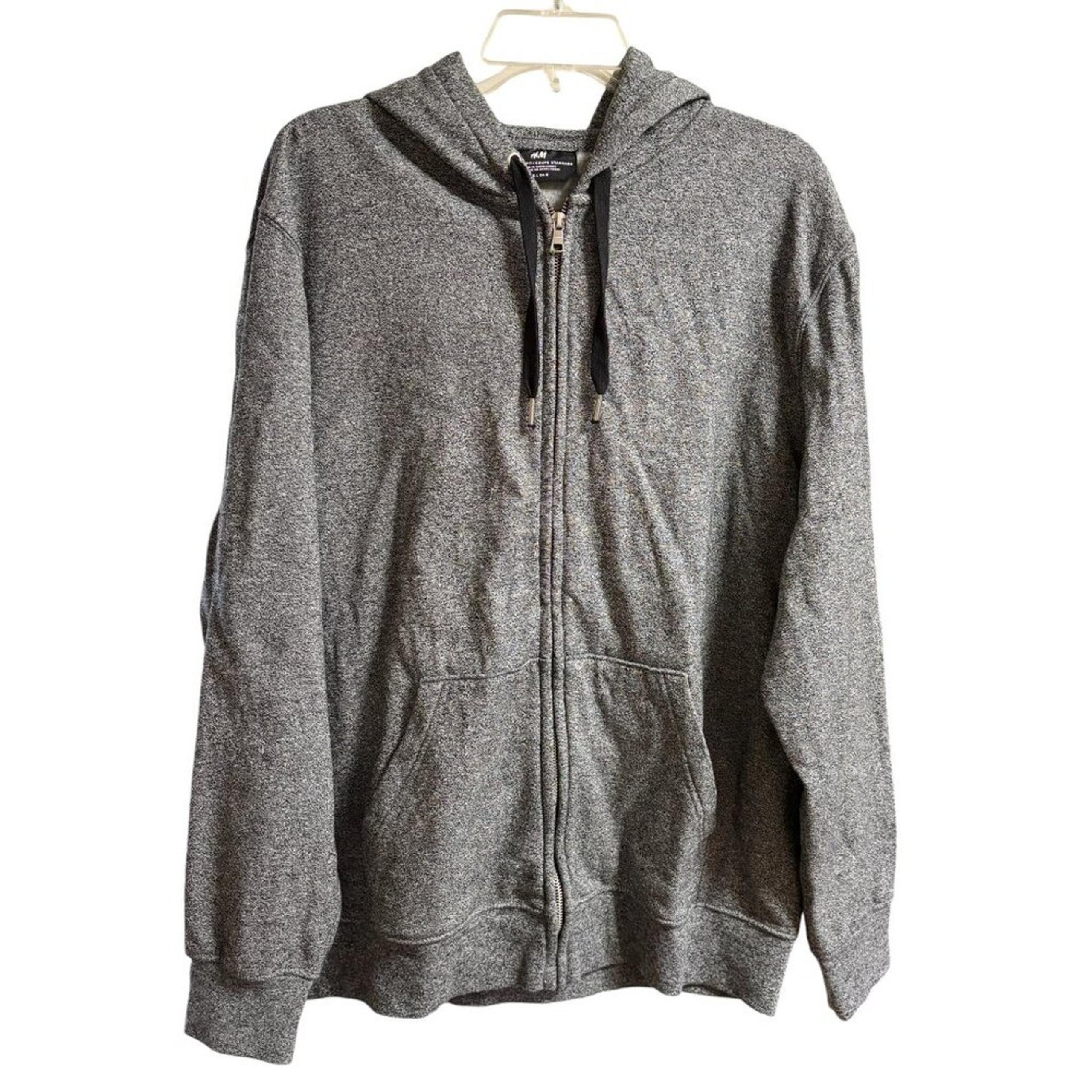 NEW H&M Regular Fit Fleece Lined Full Zip Hooded Jacket Static Gray MEN'S LARGE