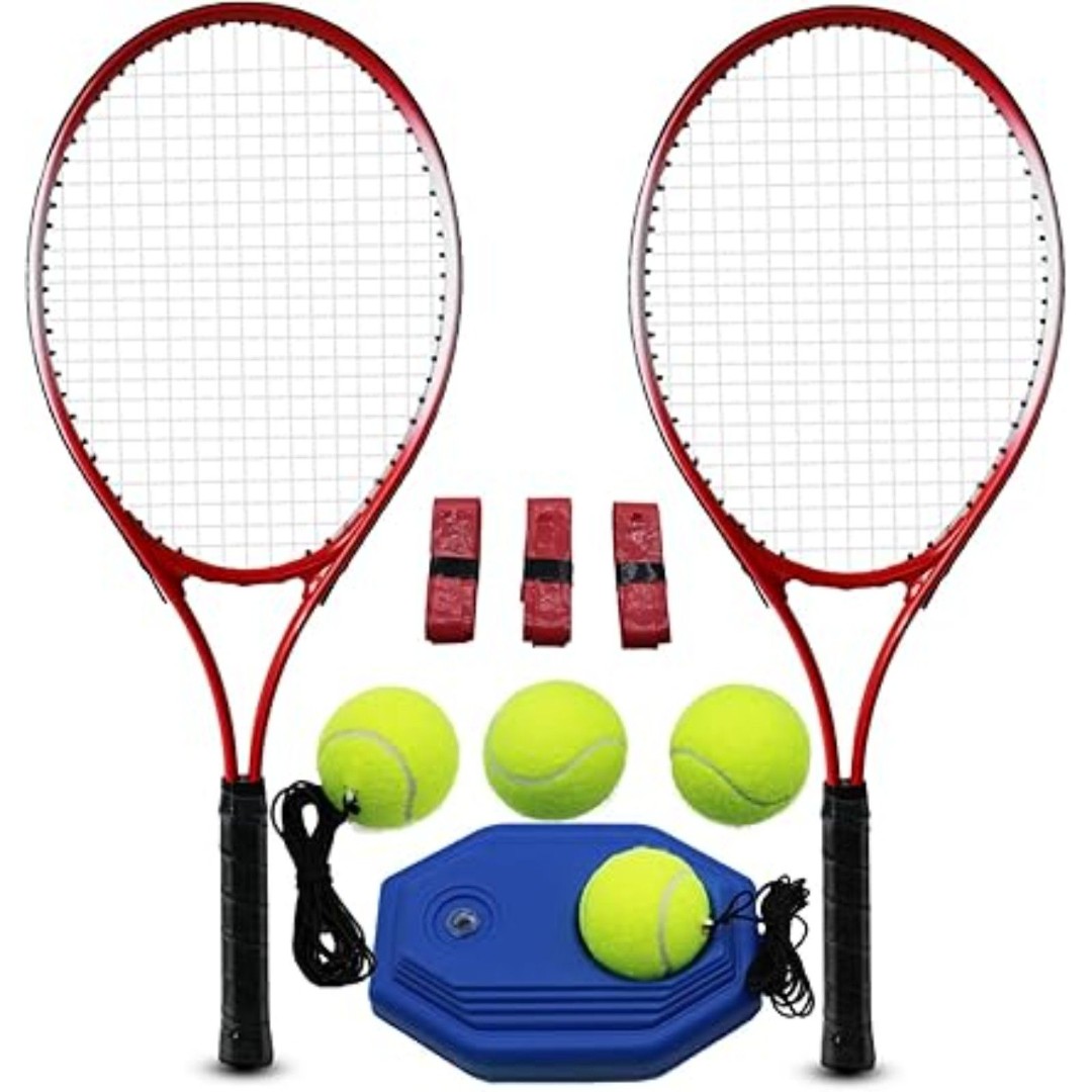 Tennis Rackets for Adults 2 Players Recreational Tennis Racquet Set RED