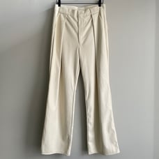 Mother High Waisted Egret Tunnel Vision Pleated Prep Faux Leather Pants
