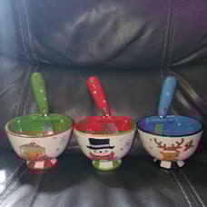 Temp-tations Small Bowls Winter Whimsy Spreader Knives Set Holiday Christmas
