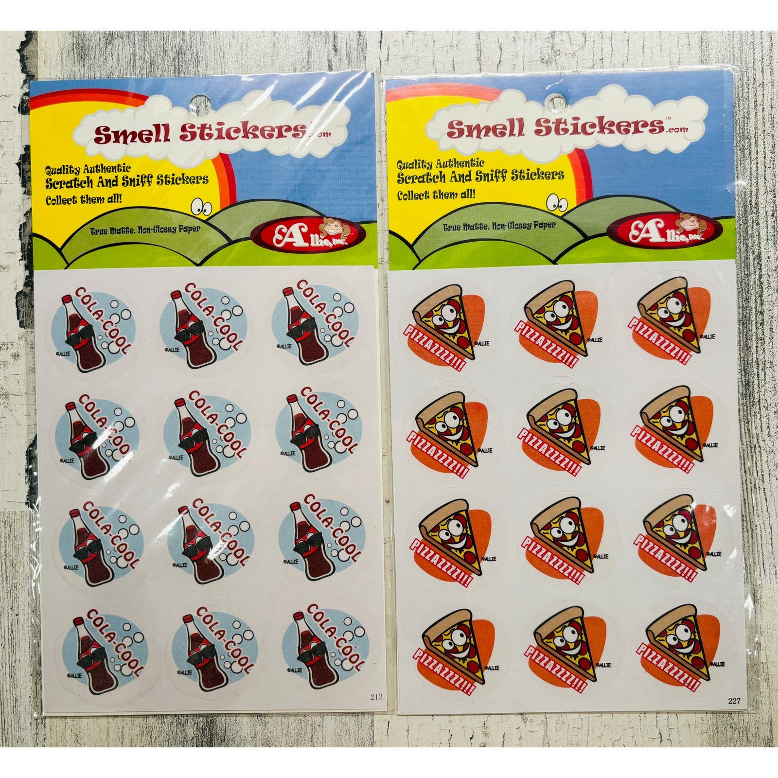 Rare Scratch & sniff happy Allie scented Sticker Matte pack Cola and Pizza