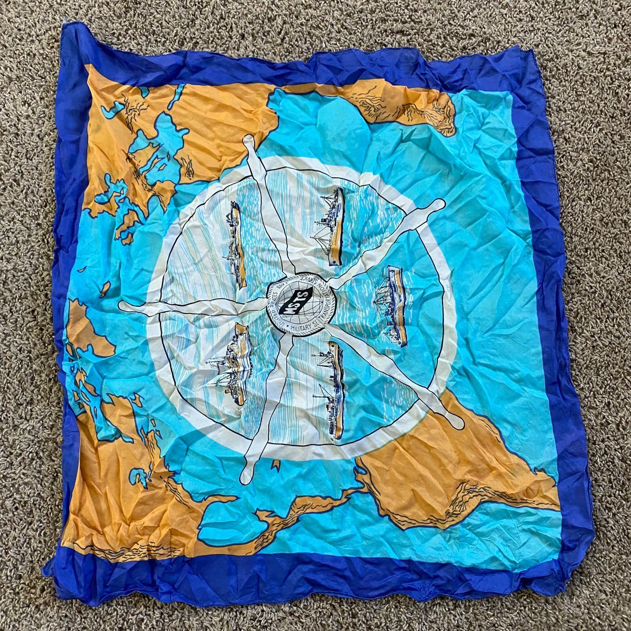 United states navy silk scarf vintage