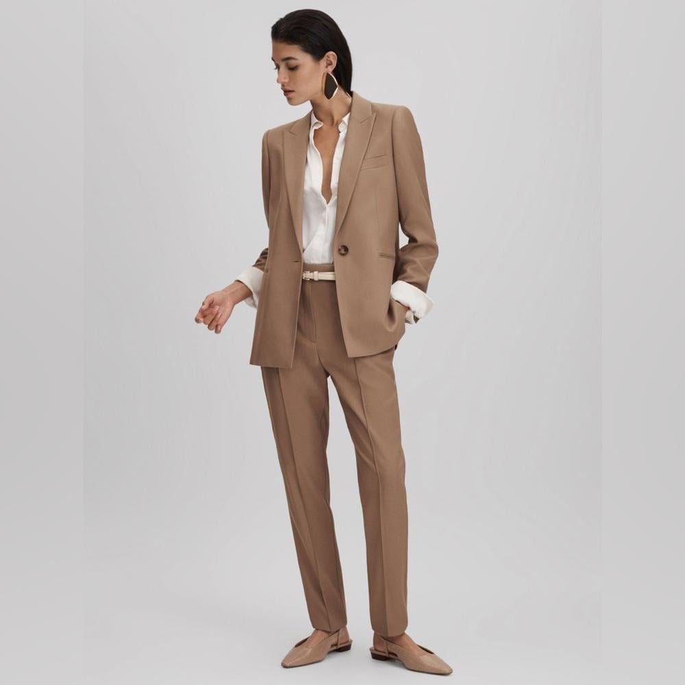 Reiss Wren Slim Fit Suit Trousers In Mink Neutral Womens Size 10